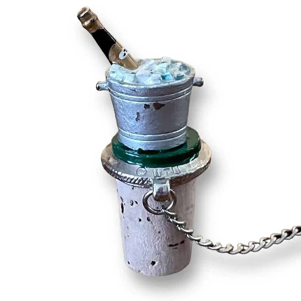 WTU Wine Things Unlimted Champagne Bucket NYE Pewter & Cork Stopper Barware